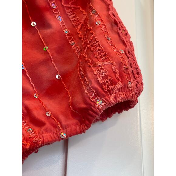 Dress Barn ladies blouse Lg, coral colored with sequin detail - Picture 4 of 10